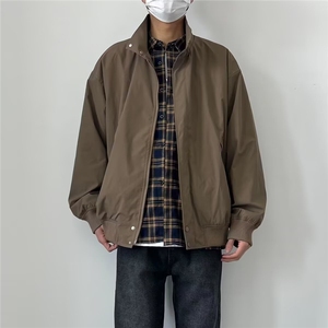JK36-P59 潮流春季新款宽松立领工装夹克上衣日系百搭廓形纯色图片