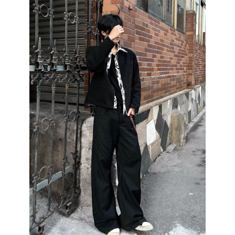 网图现货假两件双面穿华夫格水墨画外套男夹克REJ47-P98,男装夹克,星座1005-4