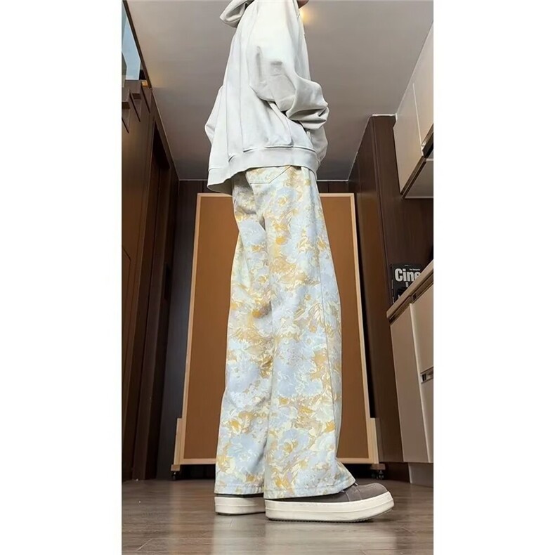 美式牛仔裤男款潮牌水洗弯刀裤直筒微喇长裤NA019-P40,男装牛仔裤,星座208-5
