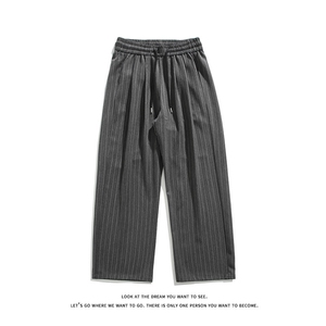 竖条纹山本裤男女夏季慵懒风垂感直筒西裤薄款裤子K8621-特价P37图片