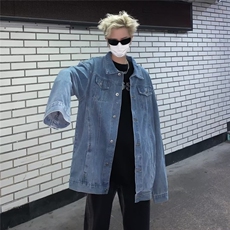 日系复古简约水洗蓝牛仔外套男士春秋潮牌设计感宽松夹克，男装夹克，星座716-3