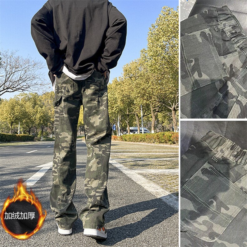 KK383常规特p38加绒p46美式牛仔迷彩裤重磅解构水洗工装伐木裤，男装休闲裤，星座712