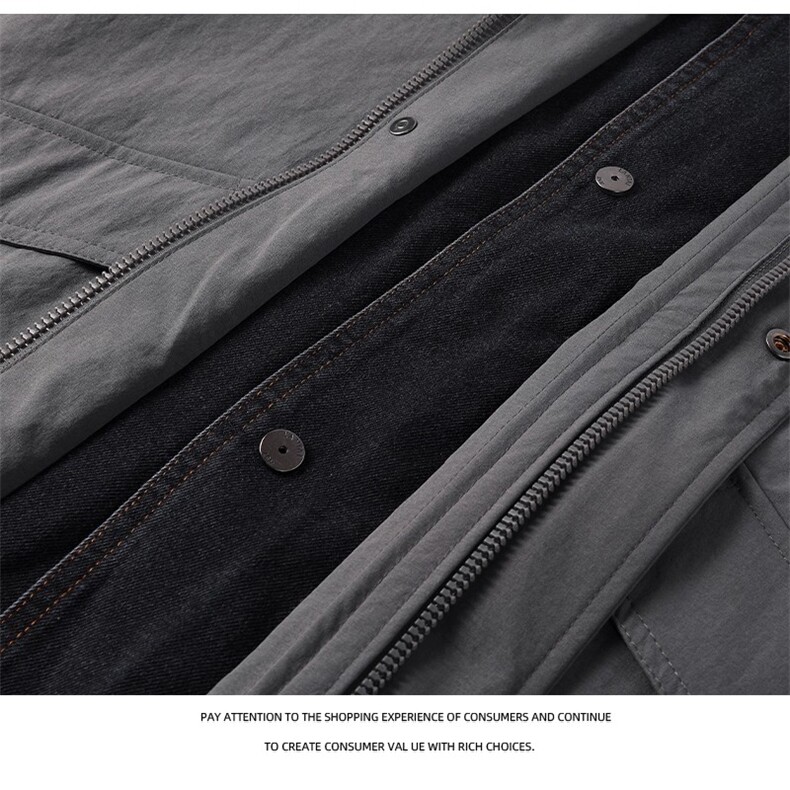 JK736-尺码M-3XL-P75-美式休闲牛仔外套秋季拼接假两件翻领夹克,男装工装外套,星座1811B