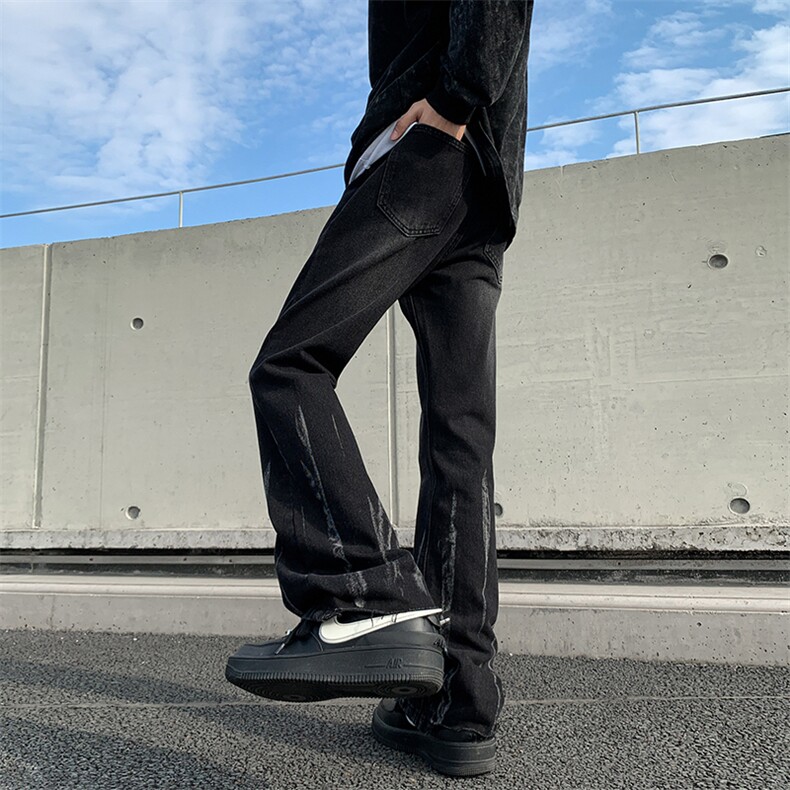 美式vibe牛仔裤男高街牛仔裤男扎染复古微喇裤JN0052-P4868,男装牛仔裤,星座1008-1