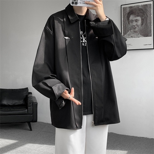 现货小众设计立体压褶金属解构阔款外套衬衫机车美式潮流衬衫P55图片