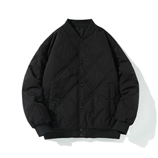 冬季纯色菱形格棒球服棉服保暖宽松休闲简约情侣款棉衣MY385-P65，男装棉衣，电商B306