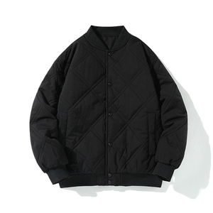 冬季纯色菱形格棒球服棉服保暖宽松休闲简约情侣款棉衣MY385-P65图片