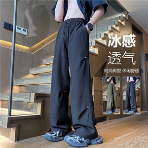 抖音品质夏季新款冰丝透气潮流宽松休闲裤B315-K24190-特p35控68图片