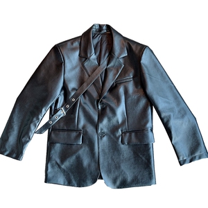 皮西装男秋冬加绒保暖ins网红休闲高级感PU皮西服外套 XZ036-P130图片