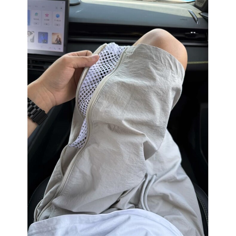 美式侧边拉链网眼透气速干短裤男夏季五分裤薄款宽松裤子直筒中裤,男装牛仔裤,四季星座505
