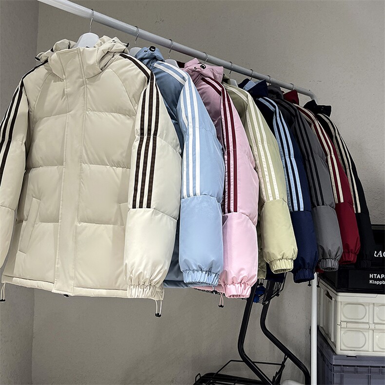 现货抖音得物供视频三条杠织带加厚羽绒连帽棉衣外套棉服MY8097,男装棉衣,电商A486