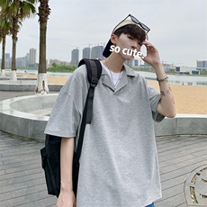 polo衫男短袖纯色韩版潮流2023夏季新款ins上衣宽松衬衫W2583-P30，男装Polo衫，星座412-3