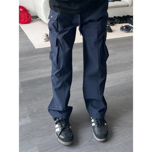 藏蓝色多口袋工装裤男款美式机能软壳冲锋裤防水户外徒步登山裤子图片