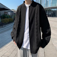 2023冬季潮小众拉链针织开衫男麻花扭花棒球领毛衣外套M1231-P58，男装针织衫/毛衣，星座512-2