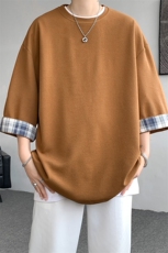 8XL-M特大码短袖男夏季高品质冰丝五分袖拼色宽松大码T恤DX308P38，男装T恤，电商D206-1