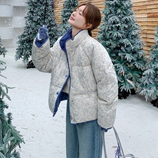 独特漂亮超好看碎花羽绒服女冬2024年新款新中式国风立领短款外套，女装羽绒服，浙宝305