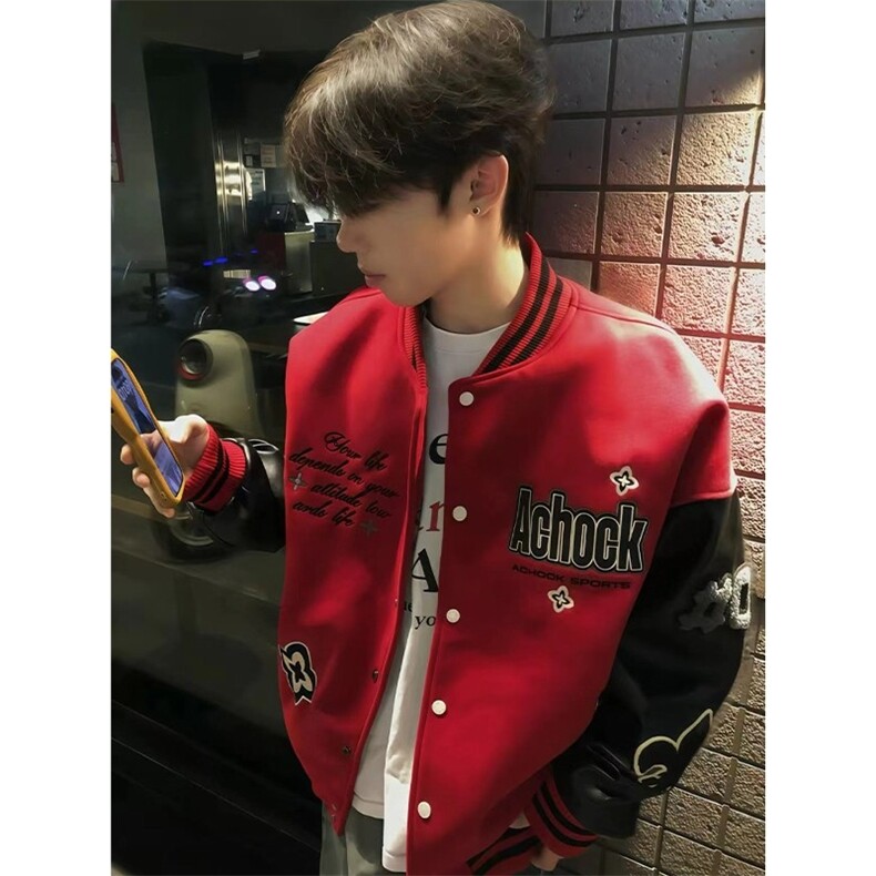 网图美式高街徽章刺绣字母棒球服夹克男，男装夹克，星座410-7
