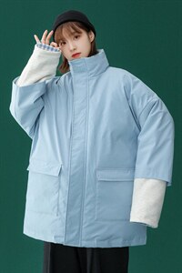 @中性风大码棉衣冬季假两件面包服立领宽松A125-Y271-P120女类,男装棉衣,电商A125
