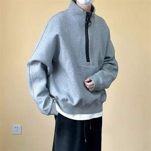 【004】空气层半拉链立领卫衣男士短阔休闲通勤上衣A079-6819-P45图片