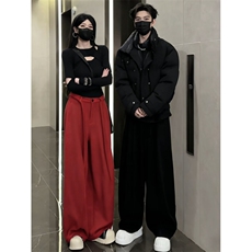 网图加绒裤子龙叨叨厚款腰绳宽松垂感阔腿休闲长裤KK909-P78，男装卫衣，星座1213