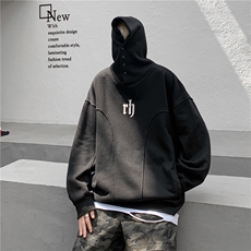 ！23宽松重磅加绒350克暗黑风rh排扣连帽卫衣LW9068-p78，男装卫衣，星座508（原C305）