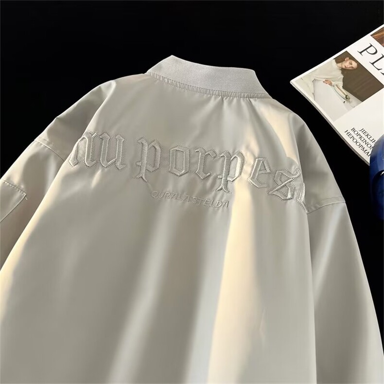 美式街头复古棒球服男春秋新款小众设计感潮牌宽松飞行员夹克外套,男装夹克,星座1210-1