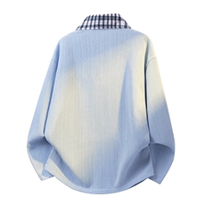 美式假两件格子翻领卫衣潮流宽松polo衫A161-MT-2602-P42，男装卫衣，电商A161