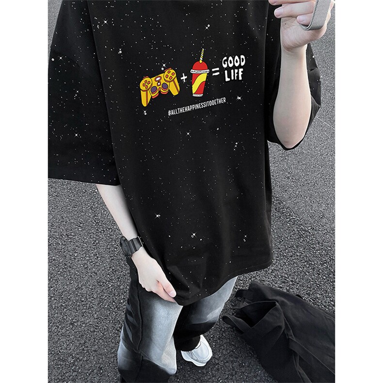 可48小时发货支持抖音得物来样二开 美式满天星亮片短袖T恤MTX649图片