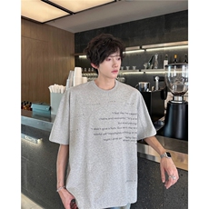 Q332-P36简约字母印花不规则拼接短袖T恤夏季宽松情侣半袖衫，男装T恤，星座911-1