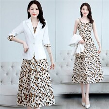 小西装吊带连衣裙女2025年初秋新款名媛气质碎花两件套裙子套装潮，女装套装/套裙，香莘料