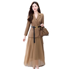 西装套装裙女春秋2025秋季新款女装流行时髦洋气减龄连衣裙两件套，女装套装/套裙，卡杰菲