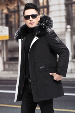 CQ902冬季男士中长款派克服兔毛内胆貉子毛领连帽青年大衣P600，男装皮衣，电商B360
