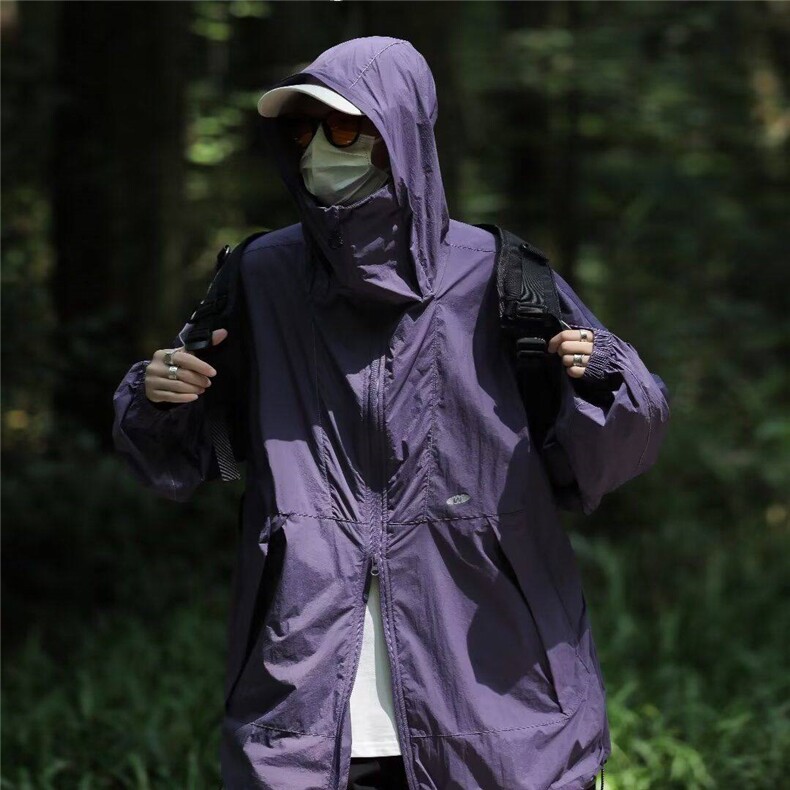 防晒衣男夏季薄款山系户外机能连帽外套宽松遮阳防晒服FS21p38,男装防晒衣,电商D315