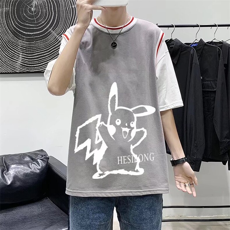 男圆领T恤宽松假两件短袖Q908P28,男装T恤,星座1116-2