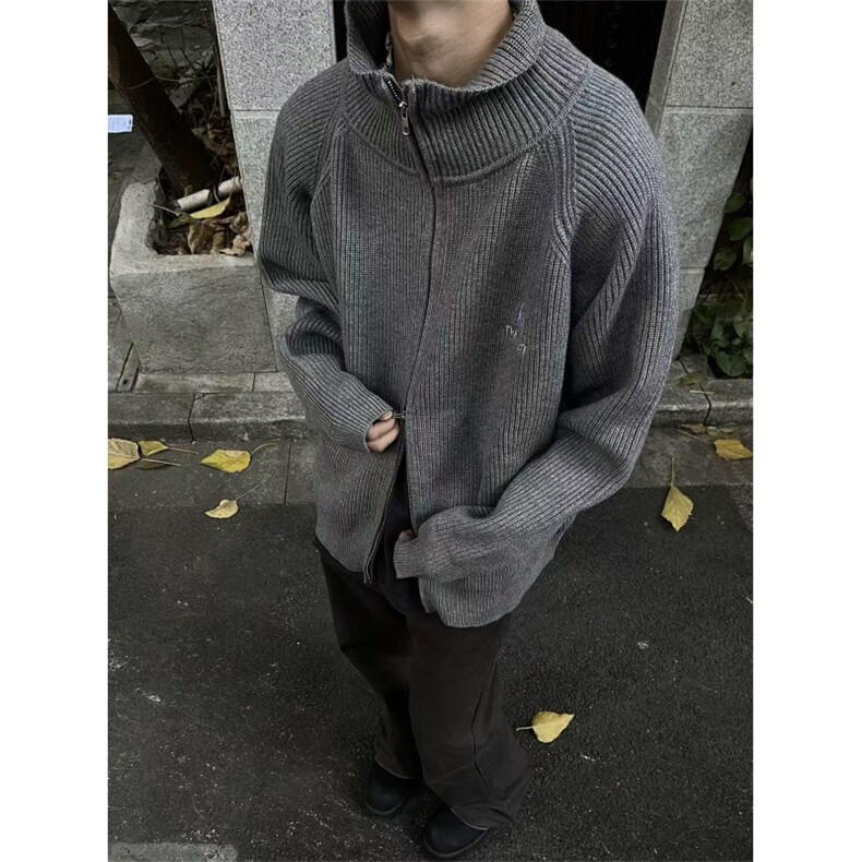 美式复古字母刺绣立领毛衣针织衫外套男女冬季情侣外套MC103-P65,男装针织衫/毛衣,星座310A-4