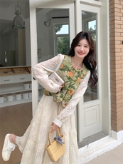 超好看提花马甲连衣裙套装女2025春季新款法式设计感仙女裙两件套，女装套装/套裙，浙宝301