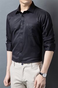 H5612钱塘2020-1秋冬男士格纯色斜纹衬衣舒适P37图片