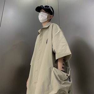 夏季日系翻领大口袋短袖衬衫男士设计感休闲美式衬衣CS036-P35图片
