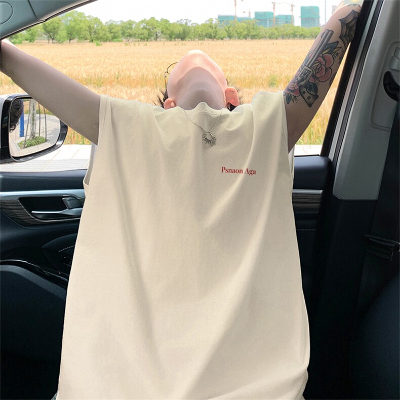 可48小时发货支持抖音得物来样二开240克重磅美式纯棉背心无袖t恤,男装T恤,电商A486