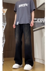 高品质现货抖音牛仔裤男宽松直筒微喇叭裤GK06-P60-限价78，男装牛仔裤，星座310A-1