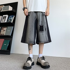 七分牛仔裤男士韩版潮流高街百搭2024秋冬ins休闲短裤RK2169-P40，男装牛仔裤，星座412-2