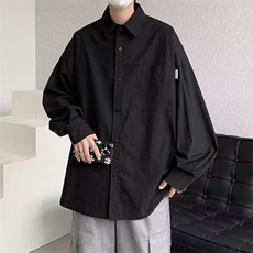 长袖衬衫男女春秋季宽松纯色工装衬衣日系休闲文艺上衣服C330/P35，男装衬衫，星座506