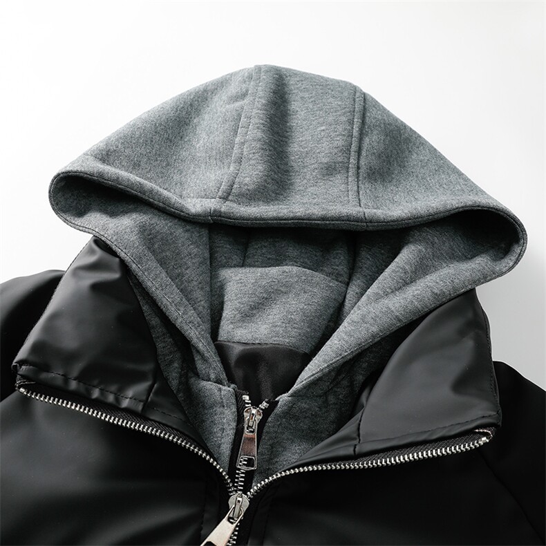 现货高品质重磅工艺美式高街假两件PU皮棉衣男女加厚棉服外套,男装棉衣,电商A486-1