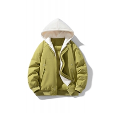 !潮流冬季连帽拉链加绒加厚棉衣情侣撞色棉服外套MY5567-P78，男装棉衣，星座610B-1