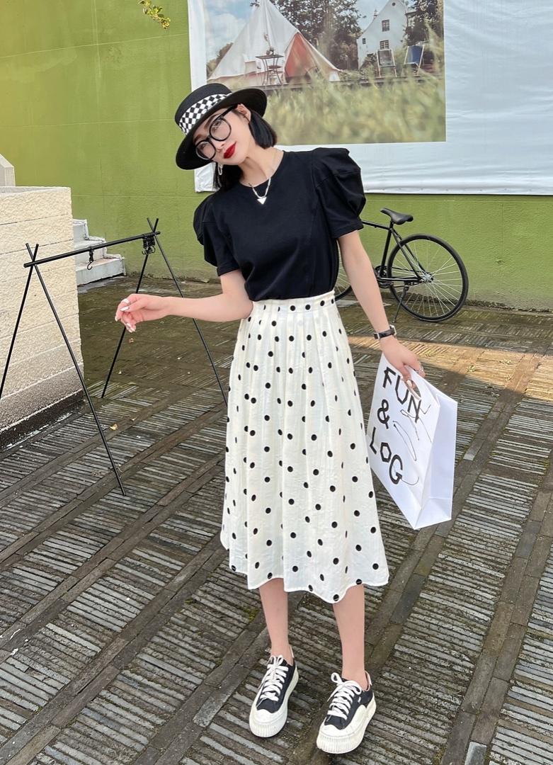 夏装波点半裙,女装半身裙,坚持到底