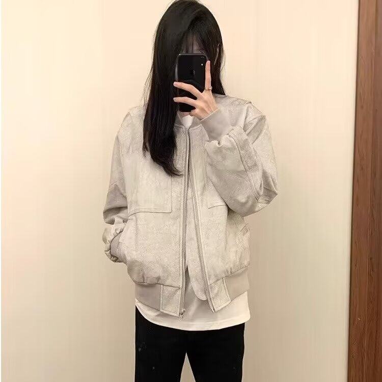 美式复古石灰短款棒球服外套男女春秋新款潮牌工装夹克,男装夹克,星座506A