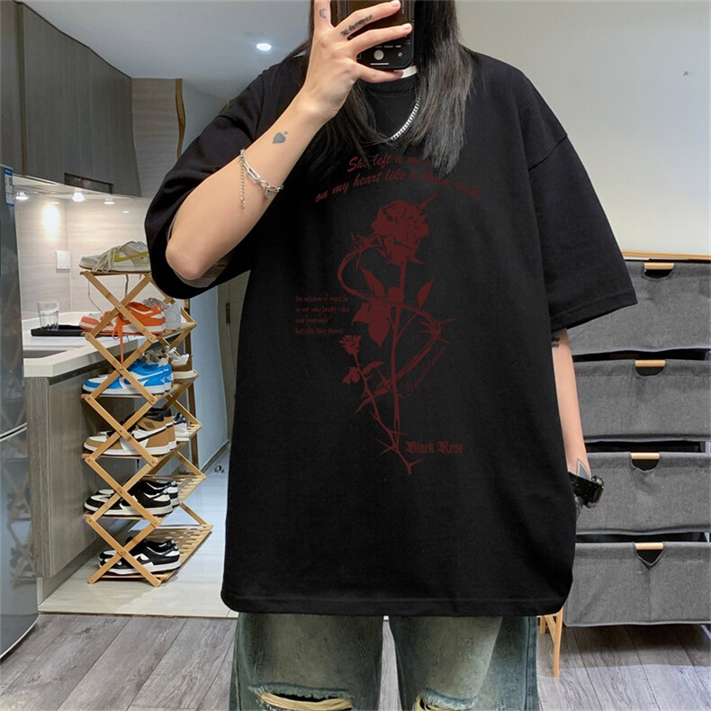 2024夏季中性风男女港风宽松纯棉体恤半袖dt420特p19,男装T恤,电商B370