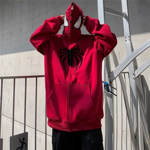 潮高街美式开衫卫衣女春秋款设计感小众蜘蛛侠拉链 Y8533 P65图片