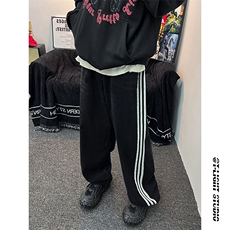 B221美式ins高街小众宽松三条杠运动牛仔裤LK23130-P60控78，男装牛仔裤，电商B221