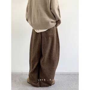 秋冬新款中性复古灯芯绒休闲裤男女宽松慵懒阔腿长裤子K6769-P48图片